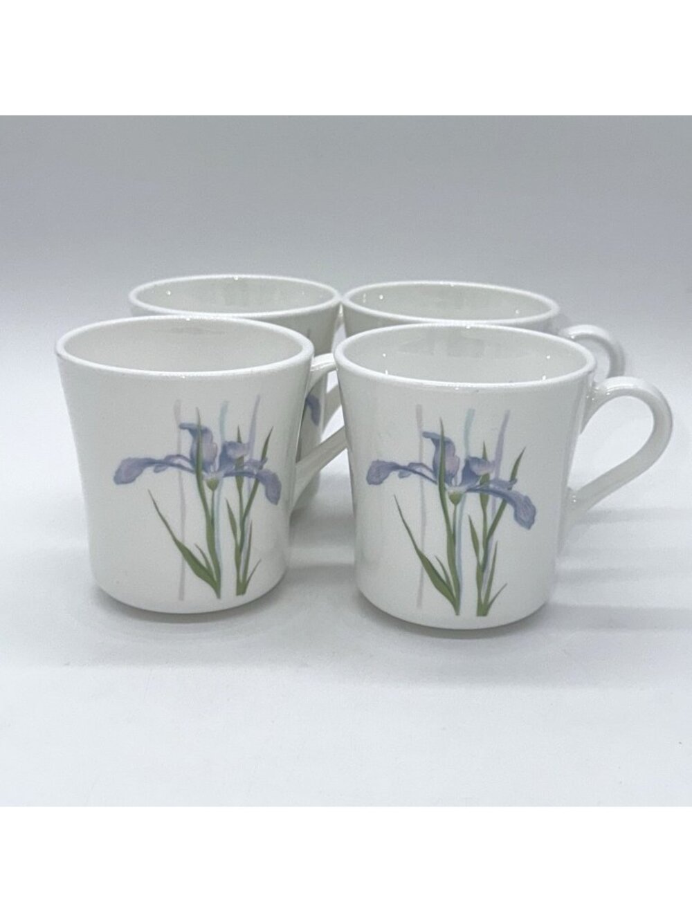 Corning Ware Shadow Iris Coffee Mugs 8oz Set Of 4 Vintage Floral Design
